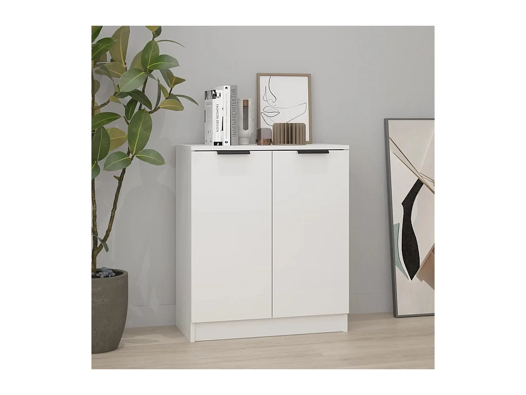 Buffet Blanc brillant 60x30x70 cm Bois d'ingénierie