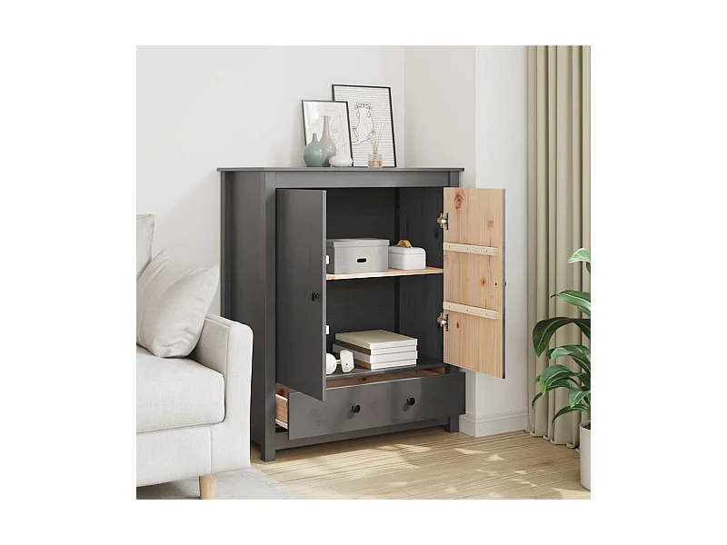 Buffet Gris 83x41,5x100 cm Bois massif de pin