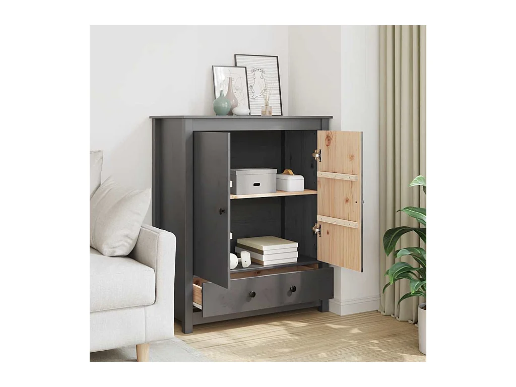 Buffet Gris 83x41,5x100 cm Bois massif de pin
