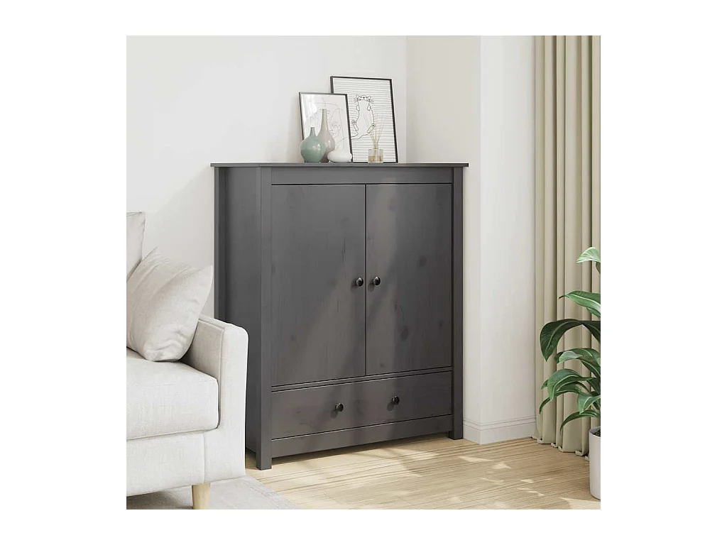 Buffet Gris 83x41,5x100 cm Bois massif de pin