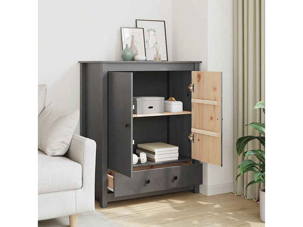 Buffet Gris 83x41,5x100 cm Bois massif de pin