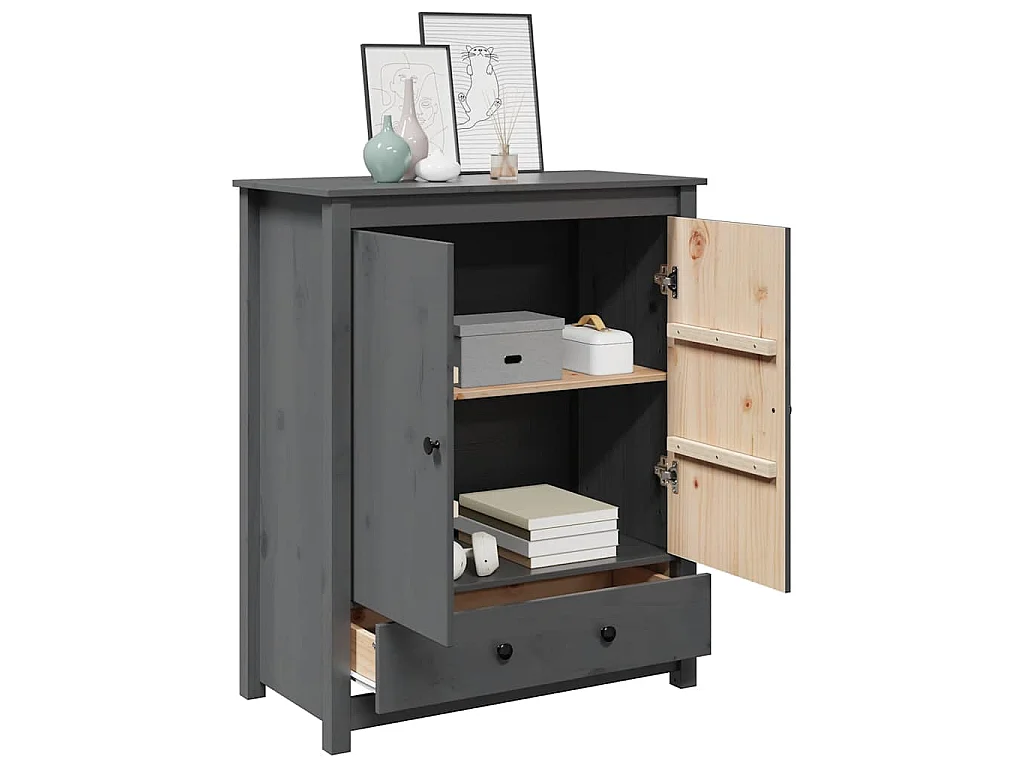 Buffet Gris 83x41,5x100 cm Bois massif de pin