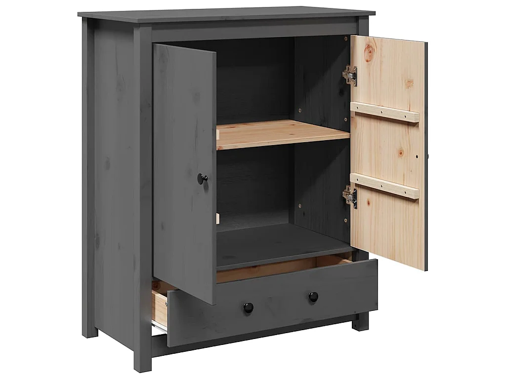 Buffet Gris 83x41,5x100 cm Bois massif de pin