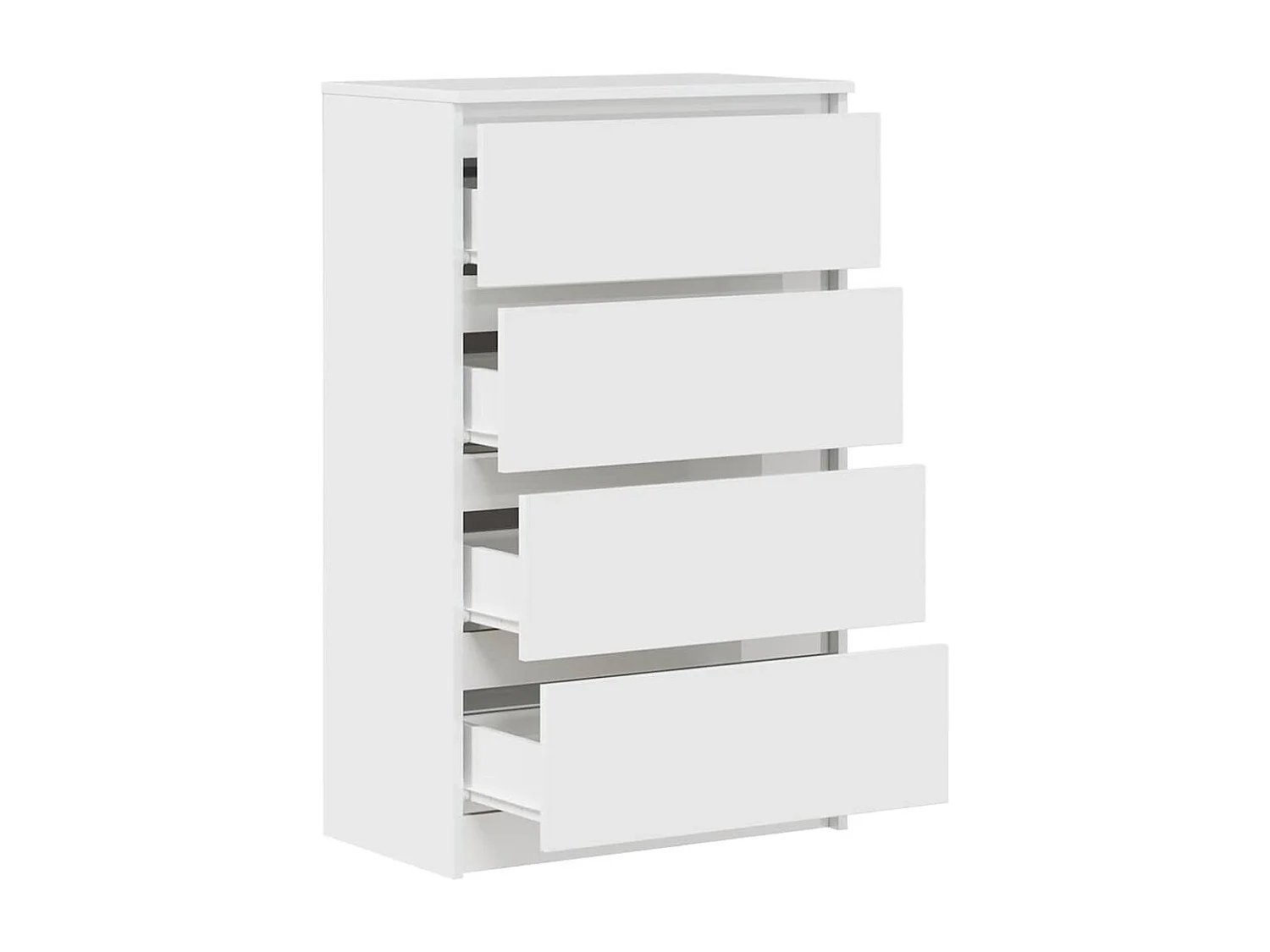 Aparador de madera contrachapada blanco brillante 60x35x98,5 cm