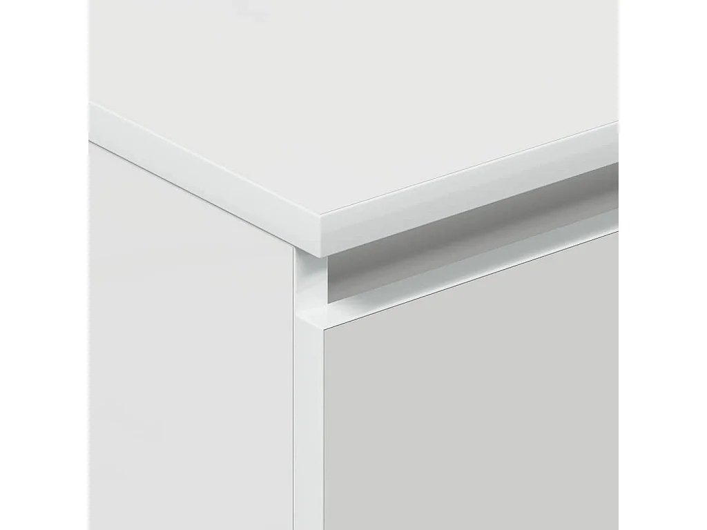 Aparador de madera contrachapada blanco brillante 60x35x98,5 cm