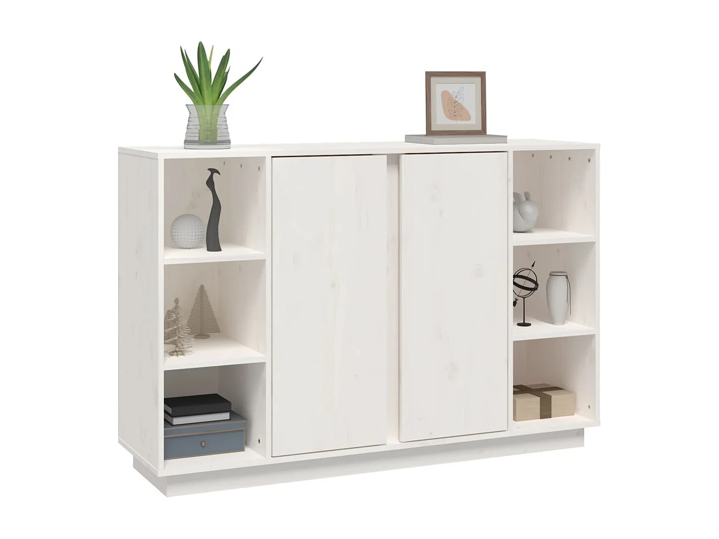 Sideboard Weiß 120x35x80 cm Massivholz Kiefer