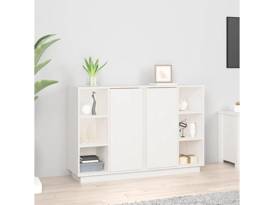 Sideboard Weiß 120x35x80 cm Massivholz Kiefer