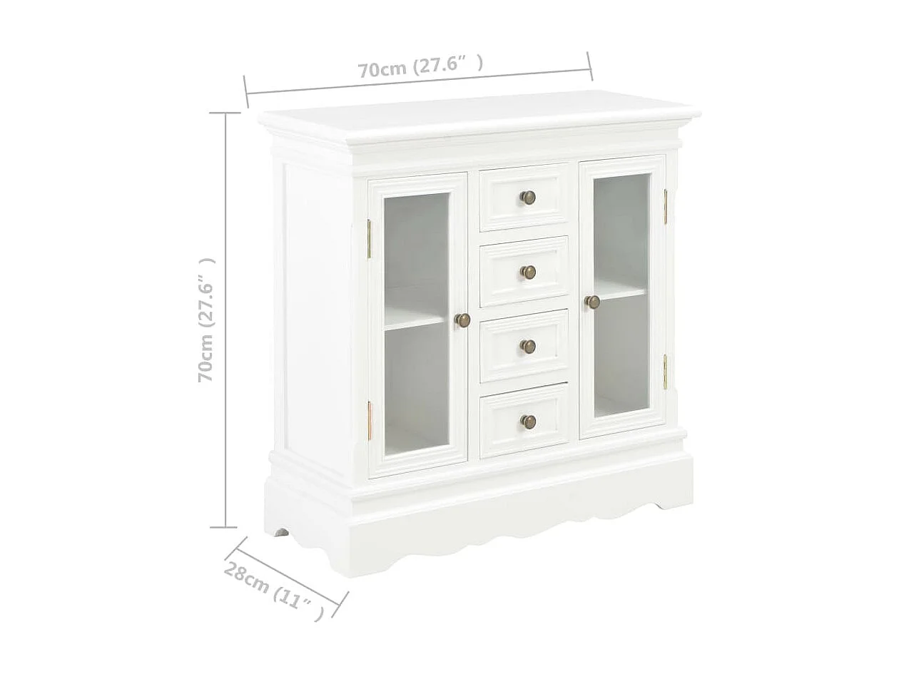 Buffet blanc 70x28x70 cm bois de pin massif