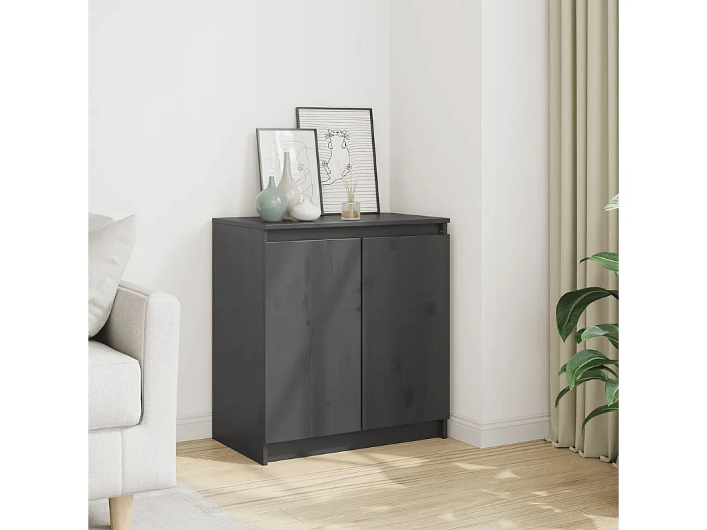 Bijzetkast 60x36x65 cm massief grenenhout grijs