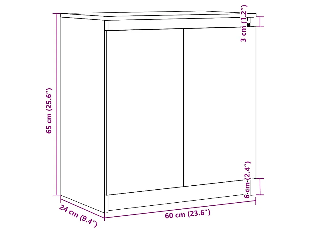 Bijzetkast 60x36x65 cm massief grenenhout grijs