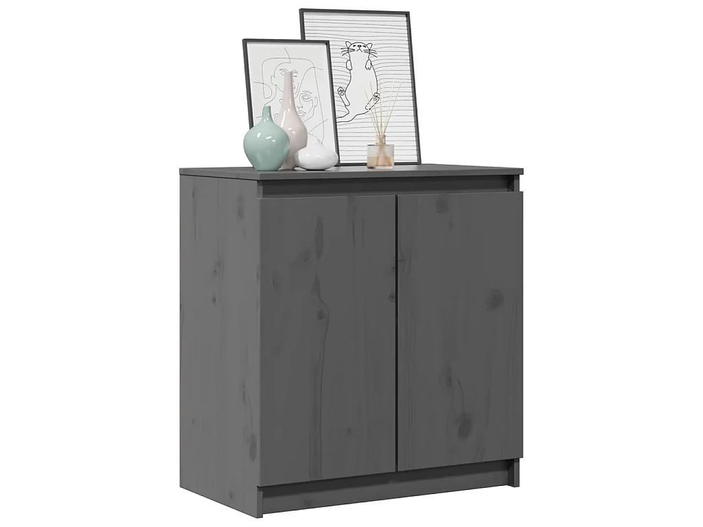 Bijzetkast 60x36x65 cm massief grenenhout grijs