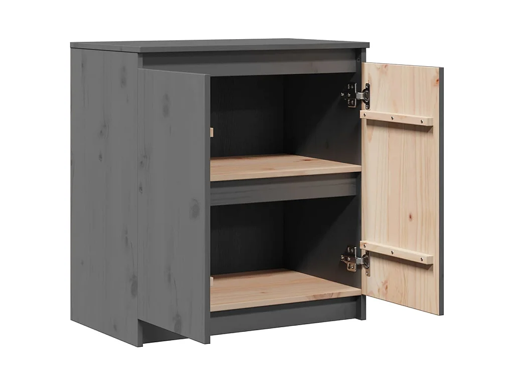 Bijzetkast 60x36x65 cm massief grenenhout grijs