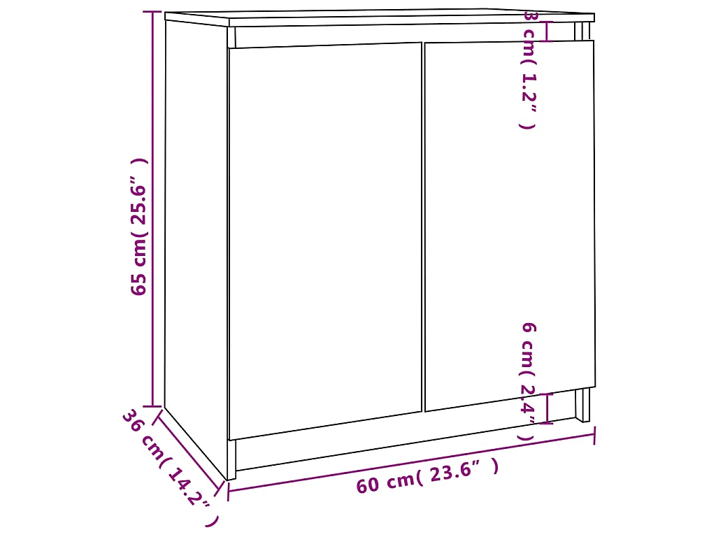 Bijzetkast 60x36x65 cm massief grenenhout grijs