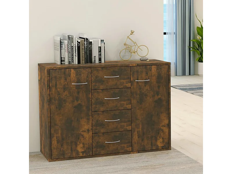 Credenza Rovere Fumo 88x30x65 cm in Legno Multistrato