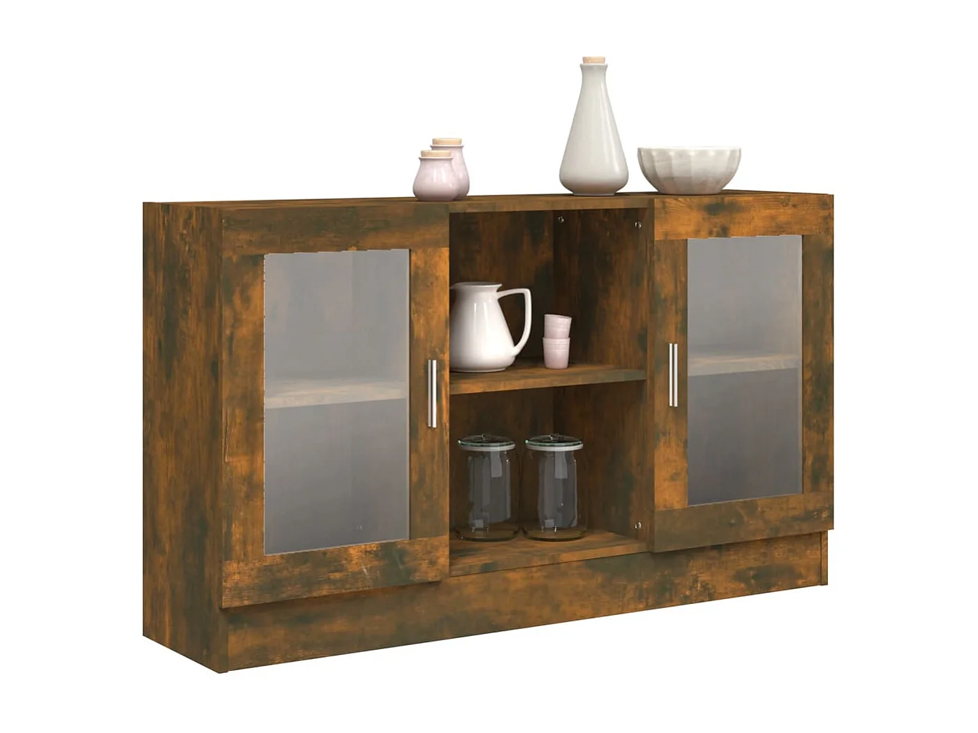 Armoire à vitrine Chêne fumé 120x30,5x70 cm Bois d'ingénierie