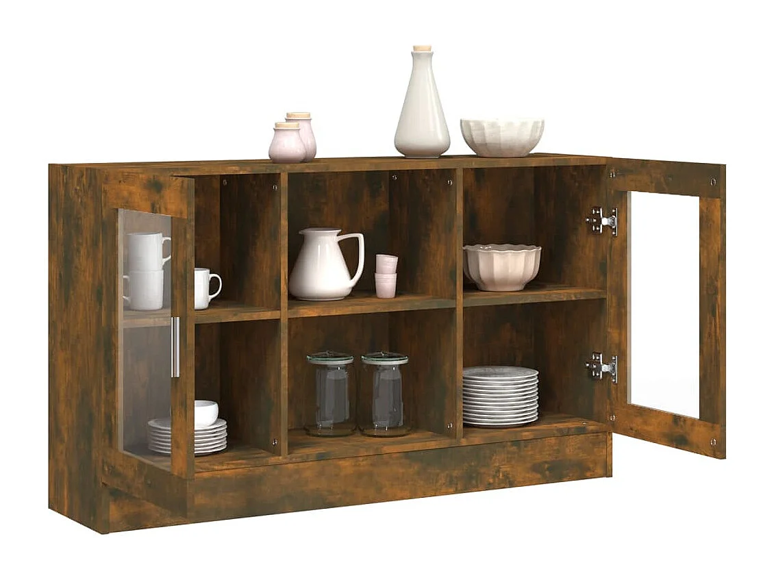 Armoire à vitrine Chêne fumé 120x30,5x70 cm Bois d'ingénierie