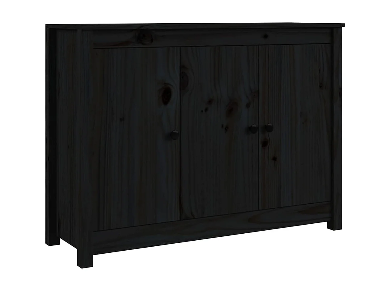Credenza Nera 100x35x74 cm in Legno Massello di Pino