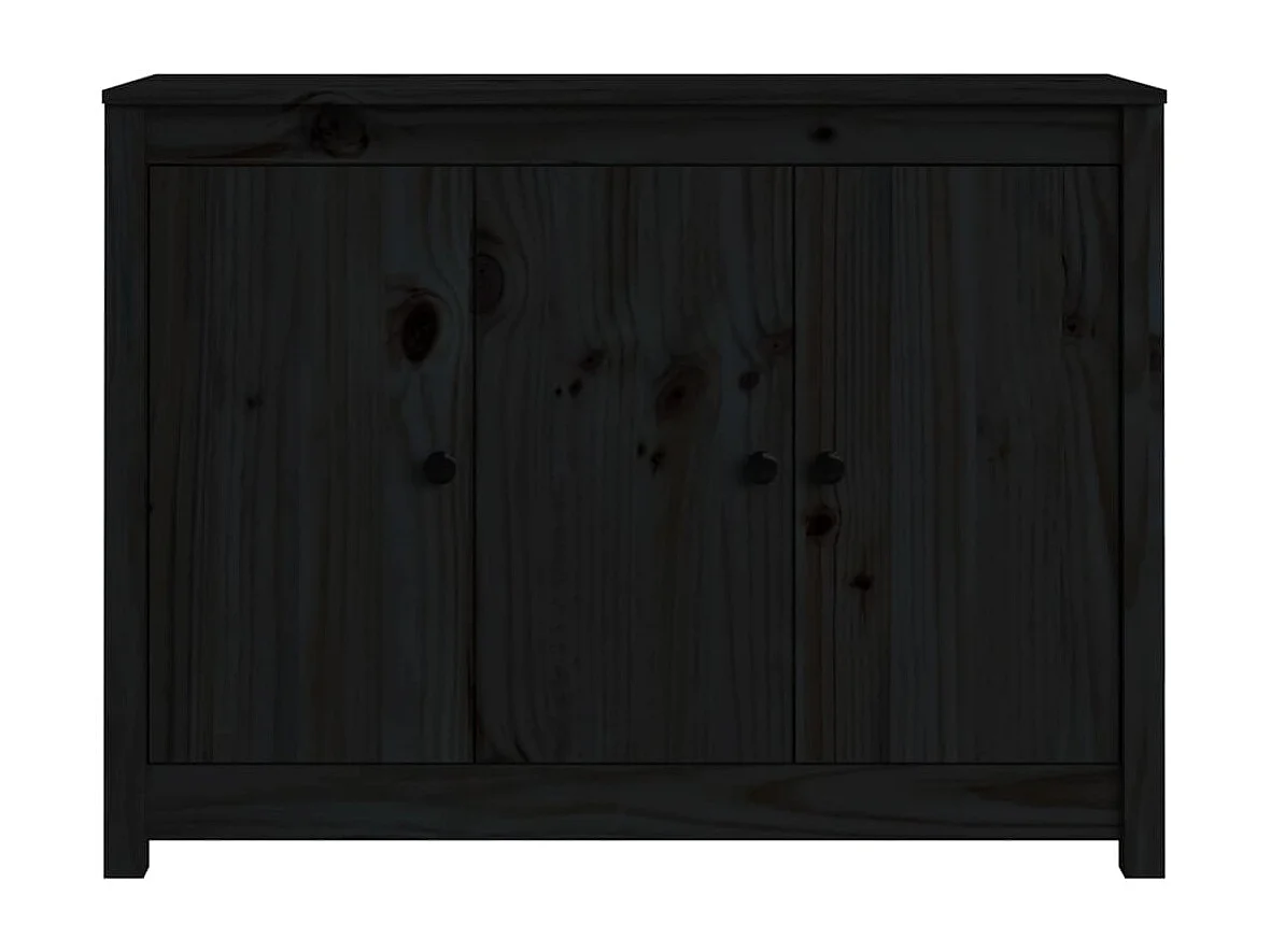 Credenza Nera 100x35x74 cm in Legno Massello di Pino