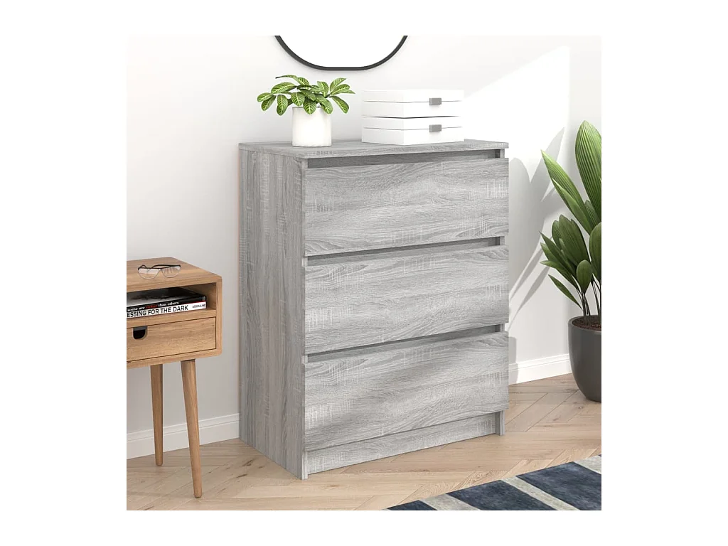 Dressoir 60x35x76 cm bewerkt hout grijs sonoma eikenkleurig