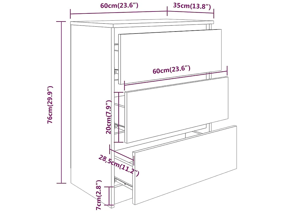 Credenza Bianca 60x35x76 cm in Legno Multistrato