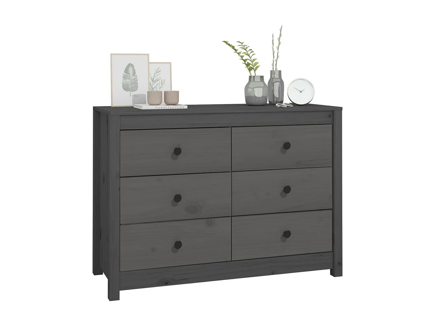 Armoire latérale Gris 100x40x72 cm Bois de pin massif