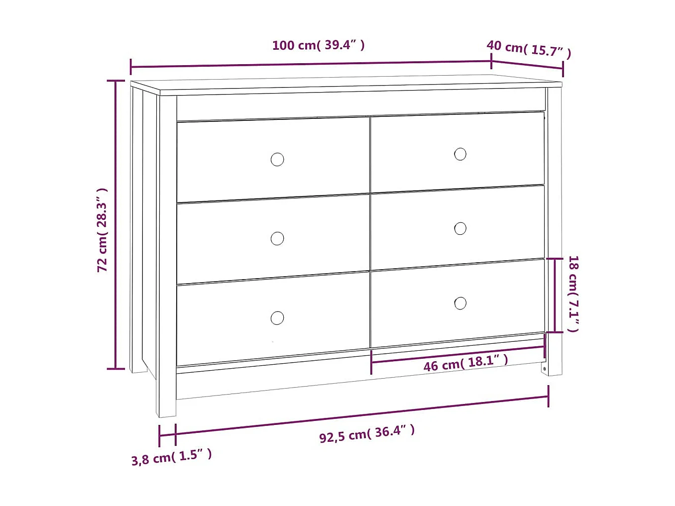 Armoire latérale Gris 100x40x72 cm Bois de pin massif