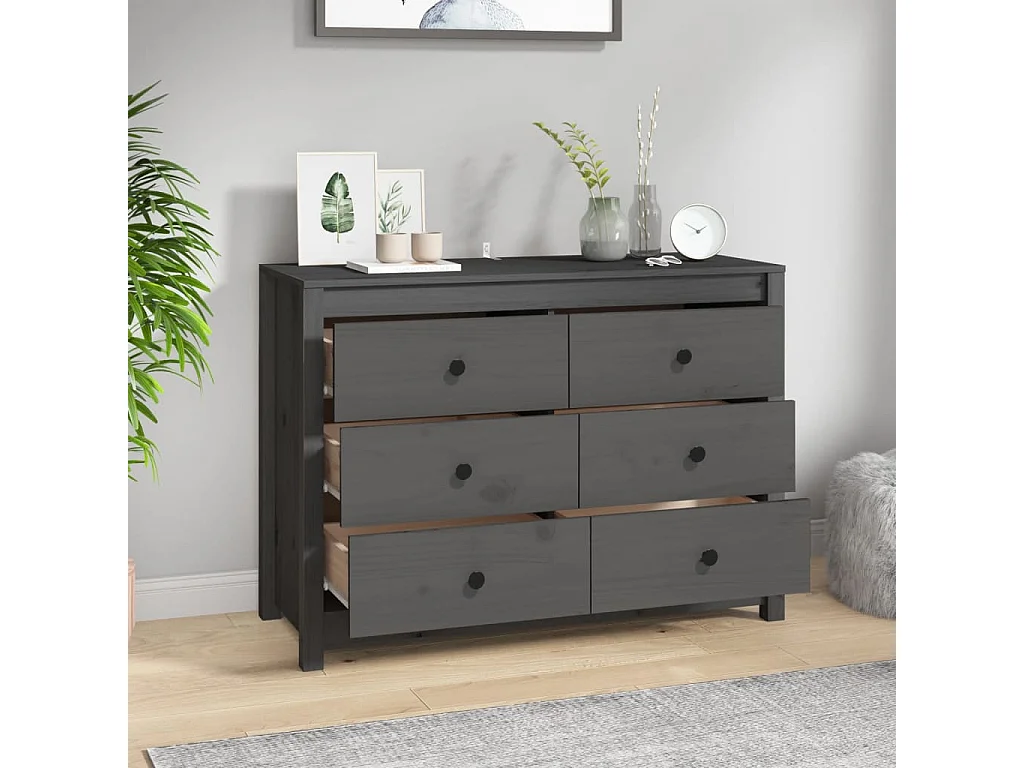 Armoire latérale Gris 100x40x72 cm Bois de pin massif