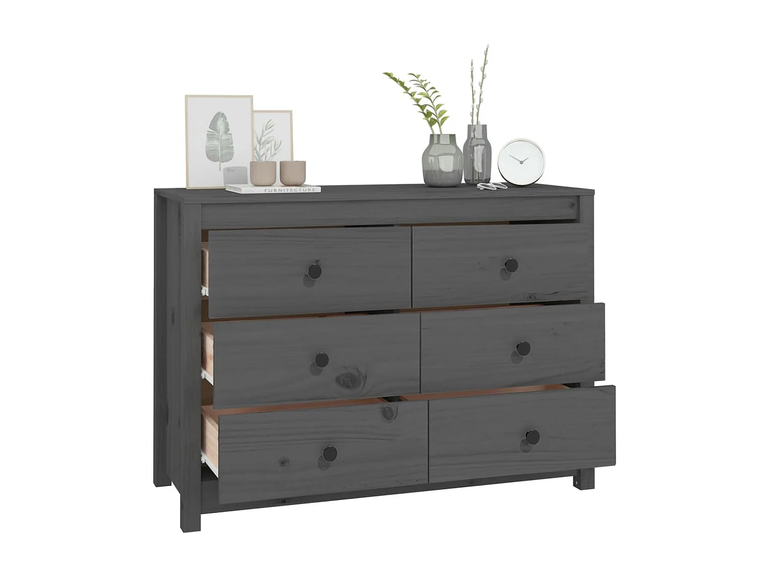 Armoire latérale Gris 100x40x72 cm Bois de pin massif