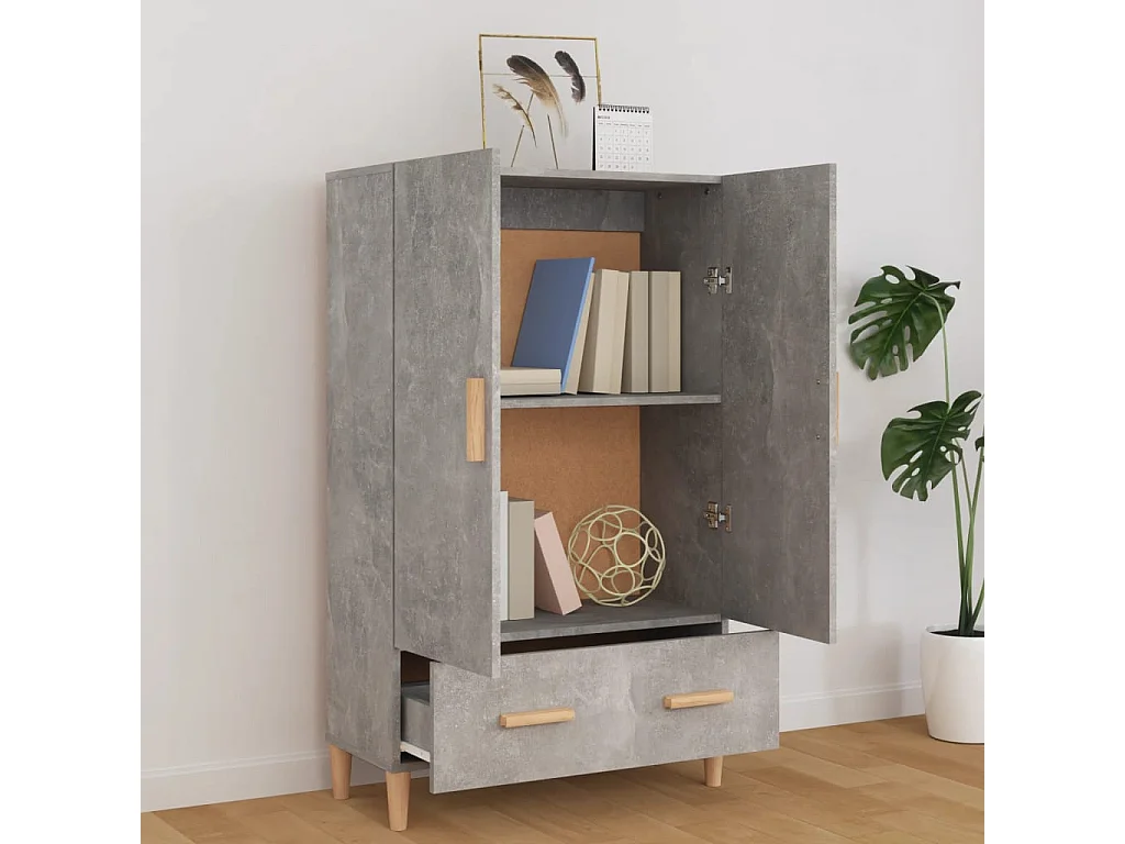 Buffet haut Gris béton 70x31x115 cm Bois d'ingénierie
