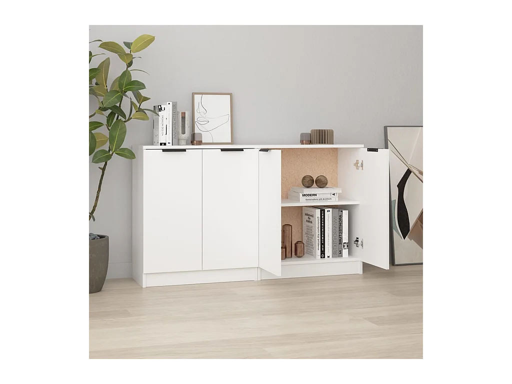 Buffets 2 pcs blanc 60x30x70 cm Bois d'ingénierie