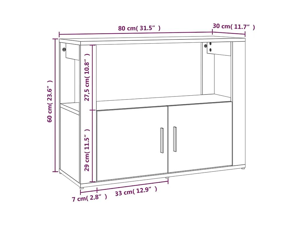 Buffet Sonoma gris 80x30x60 cm Bois d'ingénierie