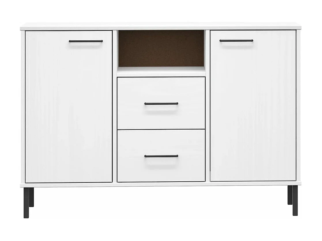 Sideboard OSLO mit Metallbeinen Weiß 113x40x77 cm Massivholz