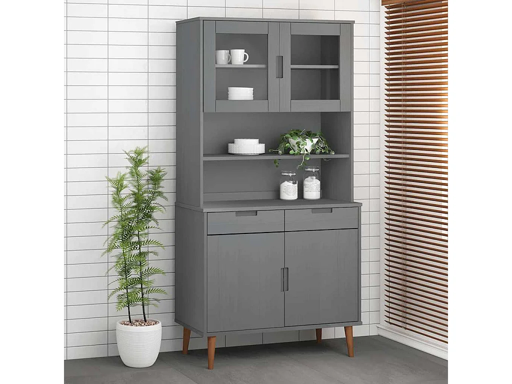 Dessus de buffet MOLDE Gris 90x35x100 cm Bois massif de pin
