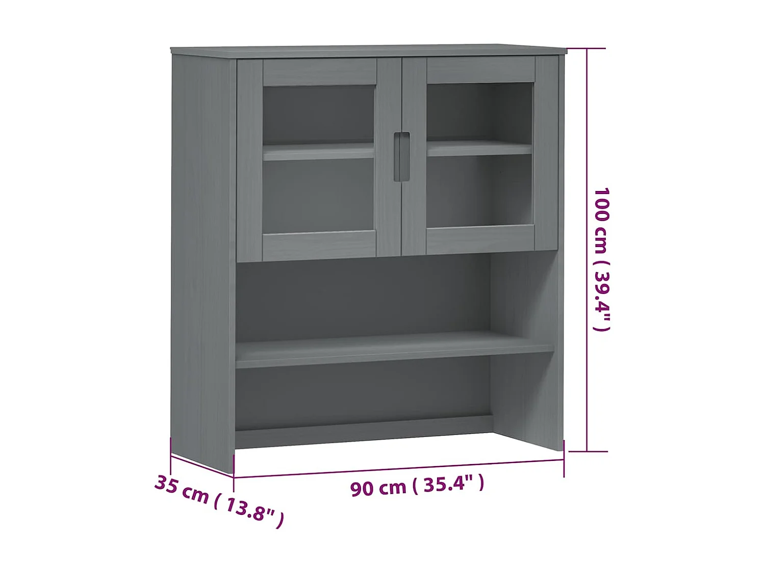 Dessus de buffet MOLDE Gris 90x35x100 cm Bois massif de pin