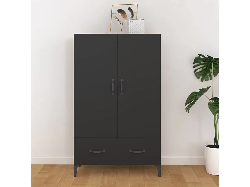 Hoge kast 70x31x115 cm bewerkt hout zwart