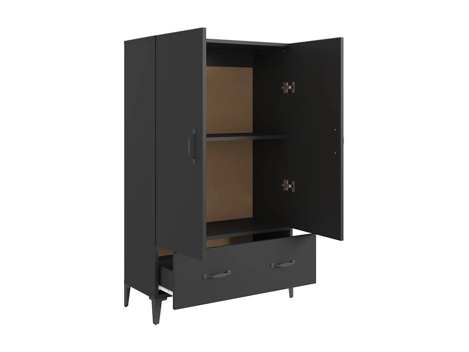 Hoge kast 70x31x115 cm bewerkt hout zwart