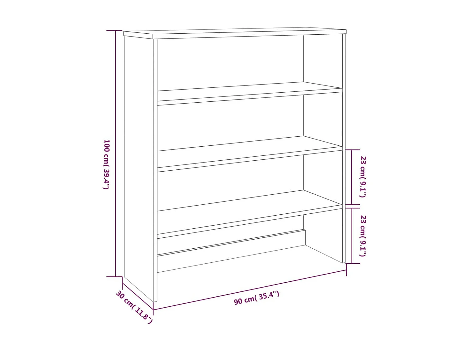 Dessus de buffet HAMAR Marron miel 90x30x100 cm Bois de pin