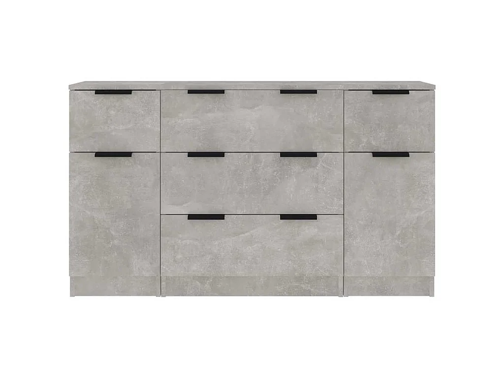 3-delige Dressoirset bewerkt hout betongrijs