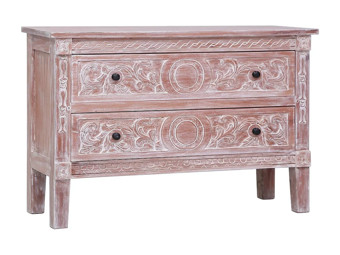 Sideboard mit 2 Schubladen 90 x 30 x 60 cm Massivholz Mahagoni