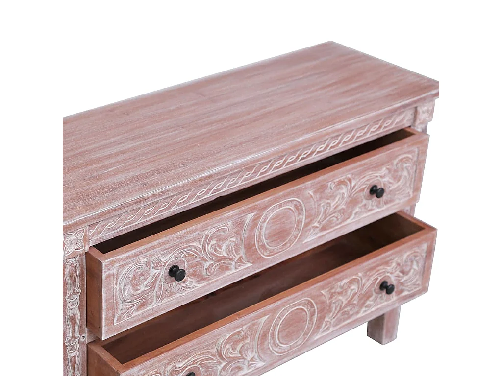 Sideboard mit 2 Schubladen 90 x 30 x 60 cm Massivholz Mahagoni