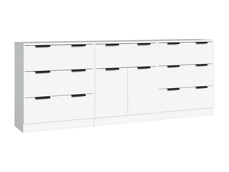 Buffets 3 pcs Blanc Bois d'ingénierie
