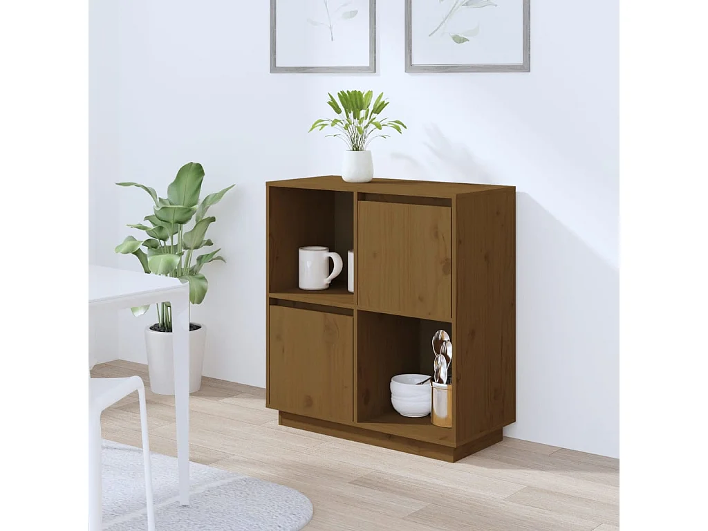Dressoir 74x35x80 cm massief grenenhout honingbruin