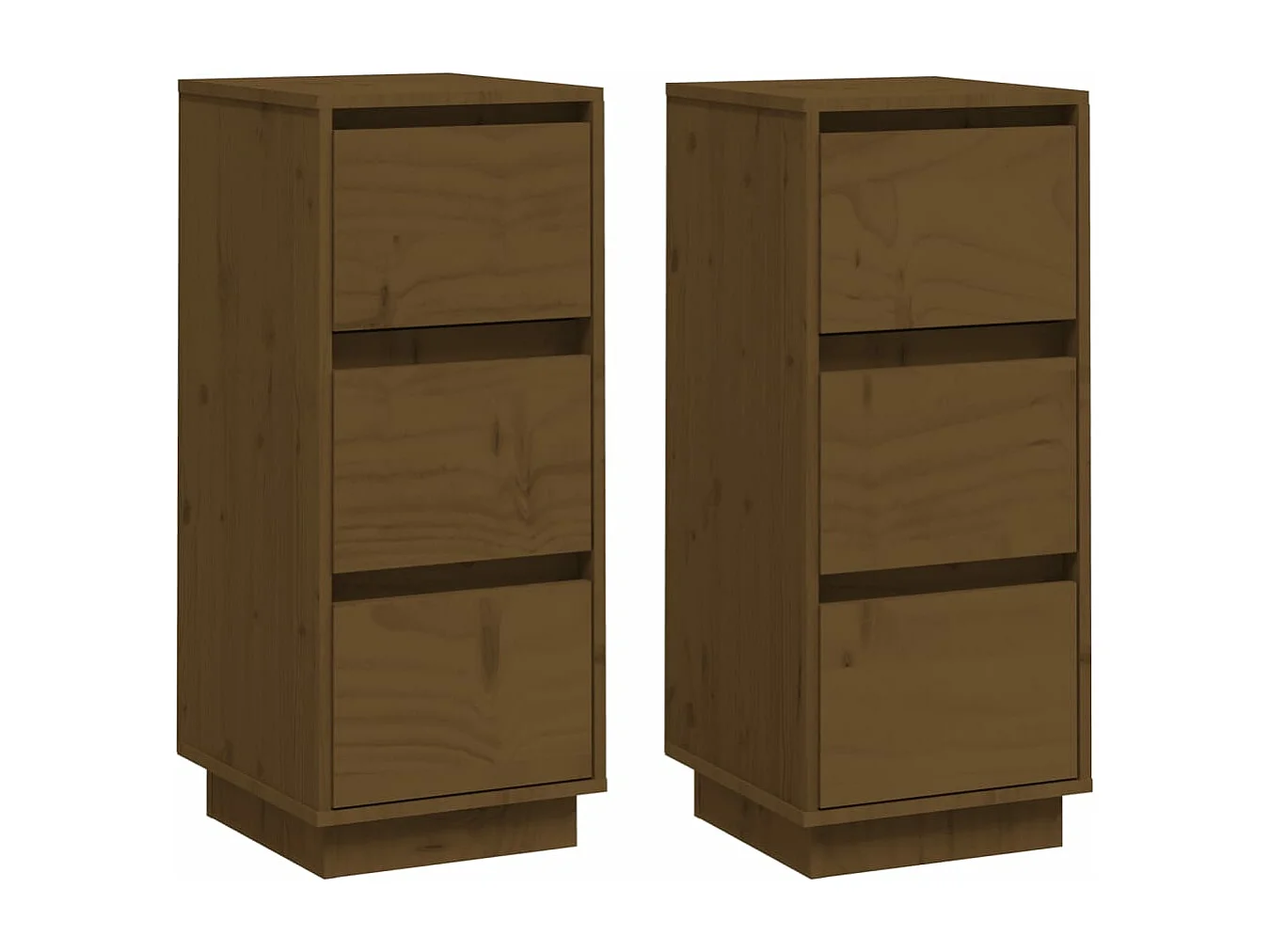 Dressoirs 2 st 32x34x75 cm massief grenenhout honingbruin