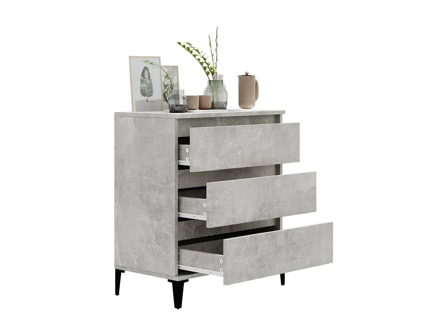 Aparador de madera contrachapada gris hormigón 60x35x70 cm