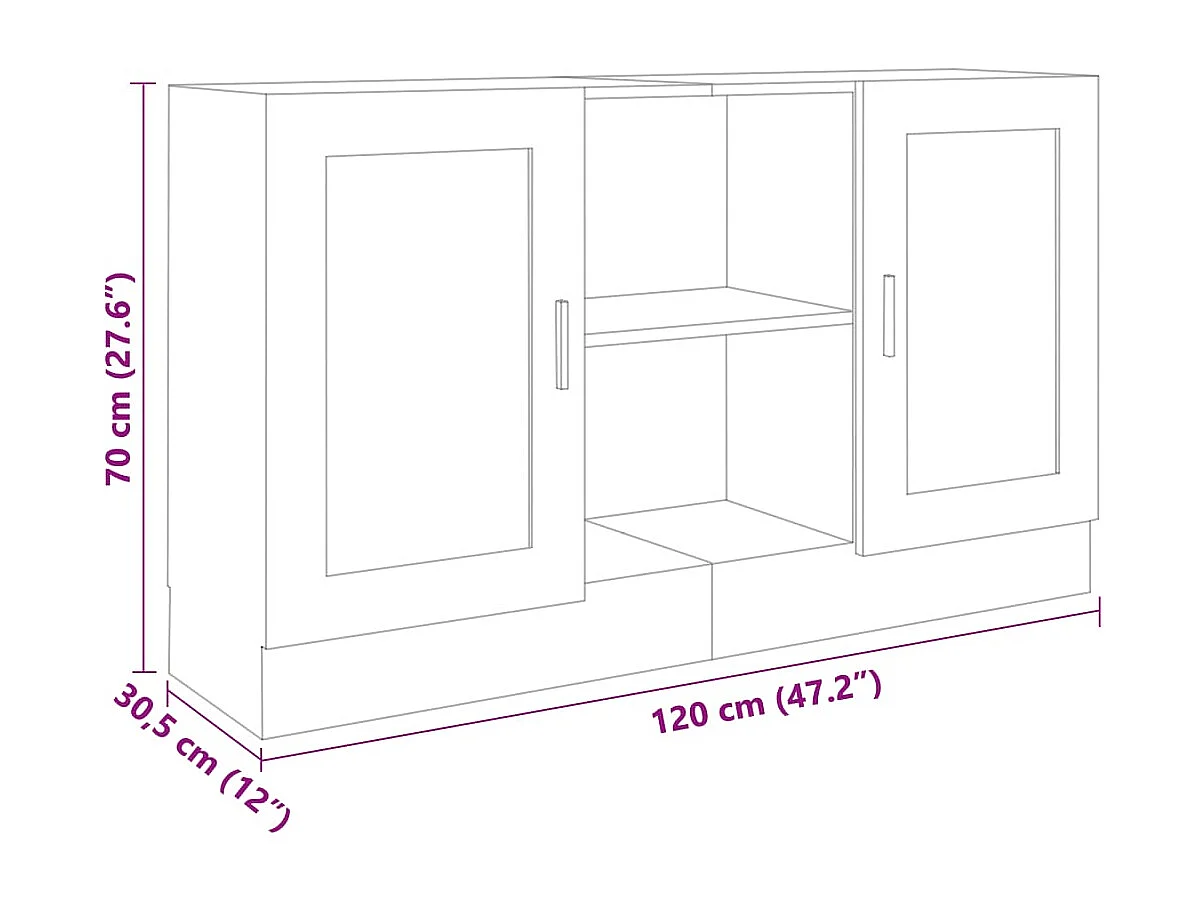 Dressoir 120x30,5x70 cm bewerkt hout zwart