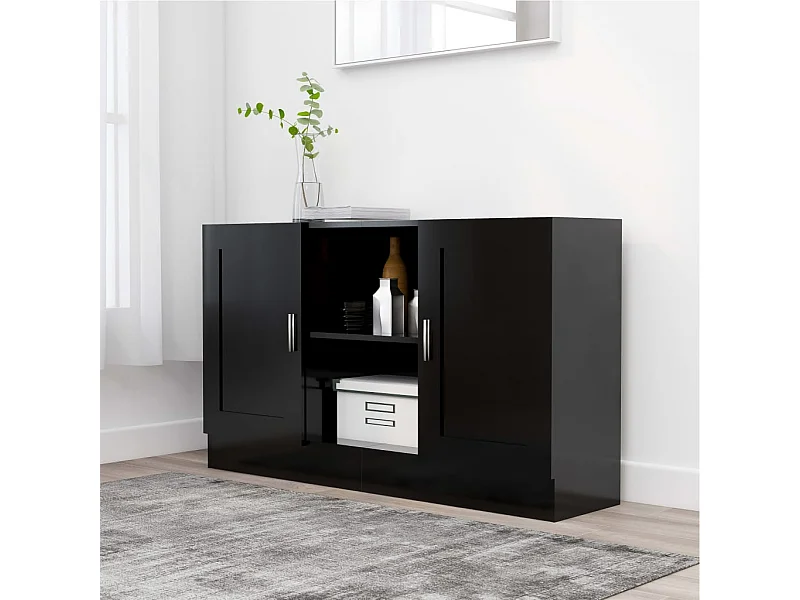Credenza Nera 120x30,5x70 cm in Legno Multistrato