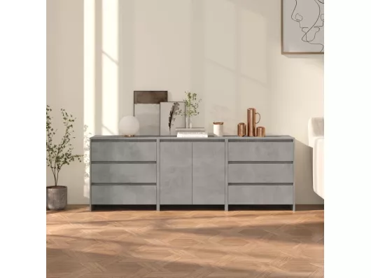 Kauf Unique 3-tlg. Sideboard Betongrau Holzwerkstoff