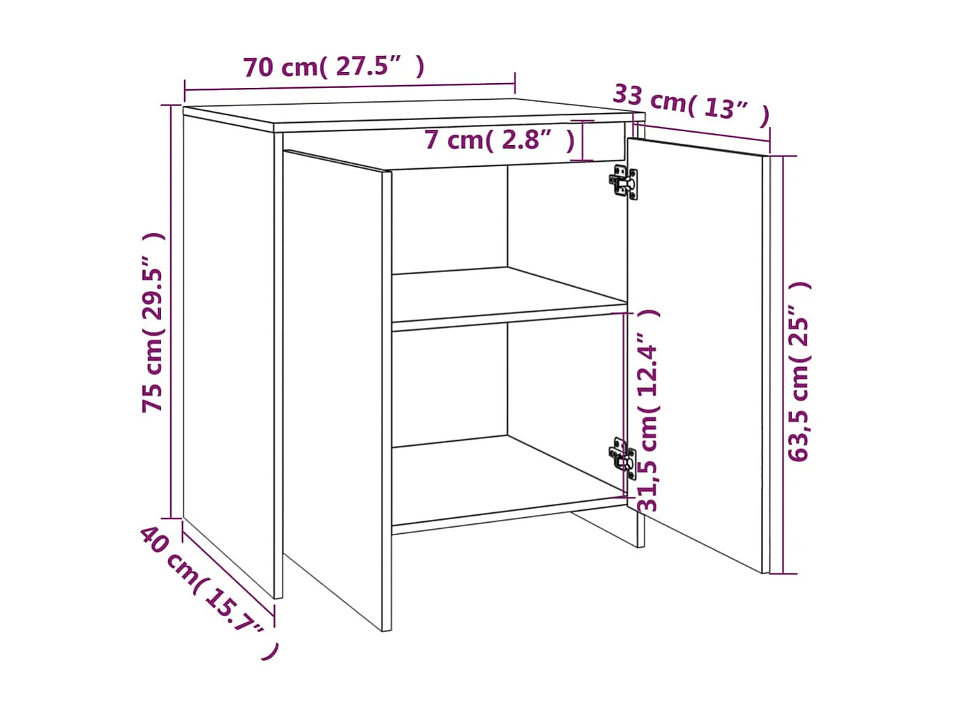 3-tlg. Sideboard Betongrau Holzwerkstoff