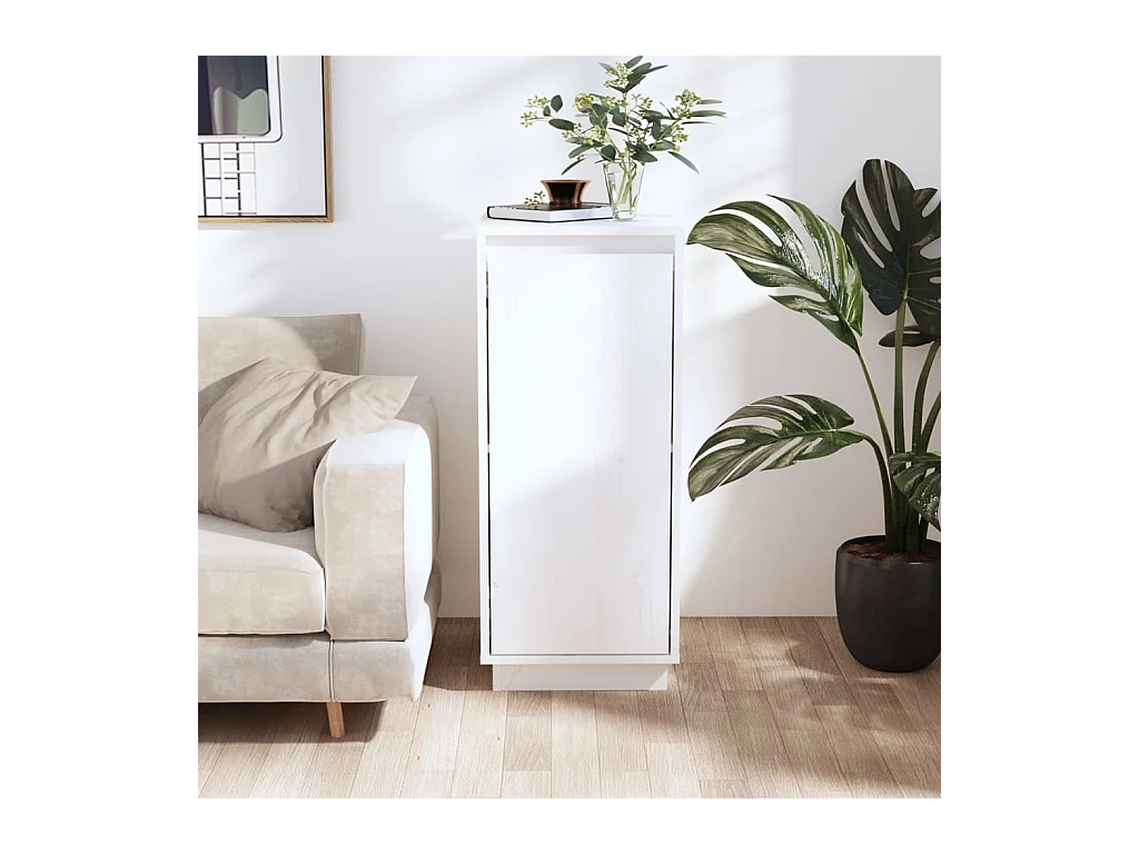 Credenza Bianca 31,5x34x75 cm in Legno Massello di Pino