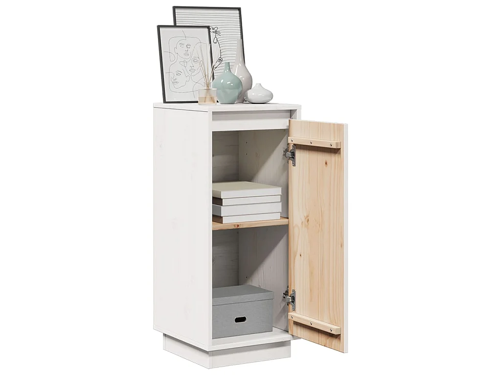 Buffet Blanc 31,5x34x75 cm Bois massif de pin